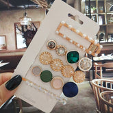 5-teiliges Haarspangen-Set mit Kunstperlen und Kristallen